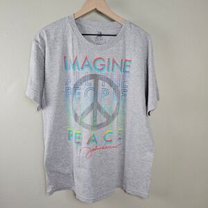 Zion Rootswear John Lennon Short Sleeve Tee Sz‎ L Unisex Heathered Grey Peace